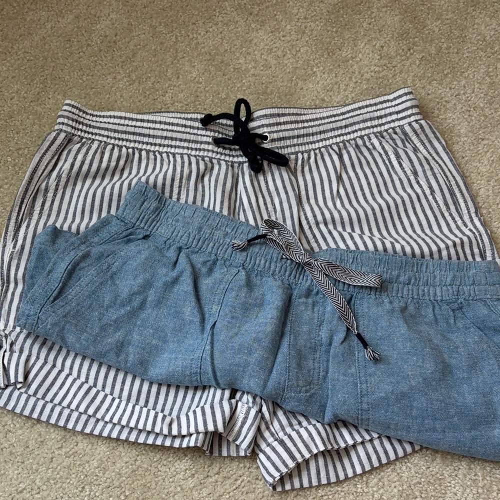 NEW Nautica Blue and Gray Women's Linen Blend Shorts (2 PACK)